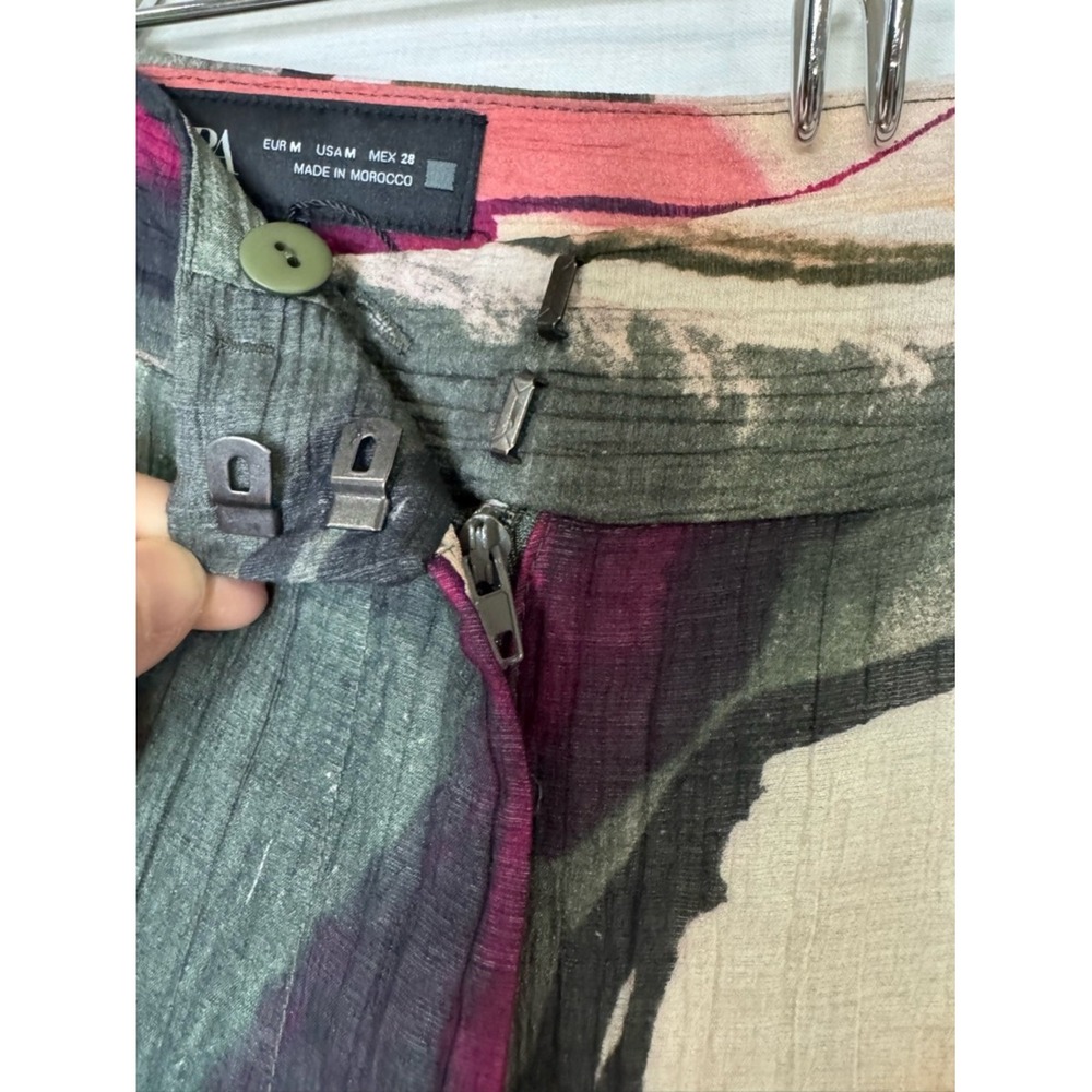 Zara Women's Wide Leg Pant Sz M Gauzy Lyocell Blend Artsy Indie Boho Festival - Picture 9 of 11